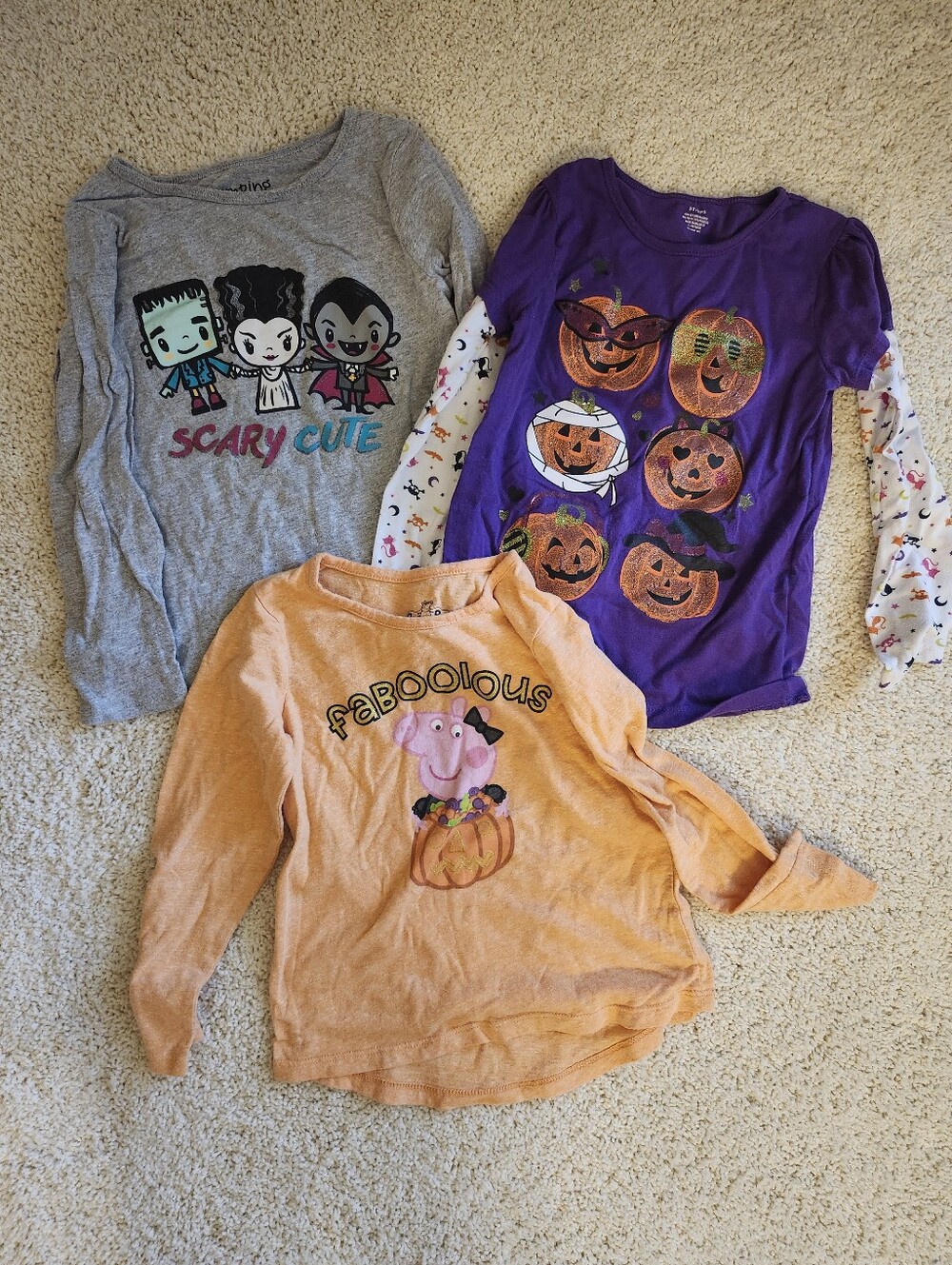 Girls Size 5t Halloween Long Sleeved Shirt Bundle Of 3